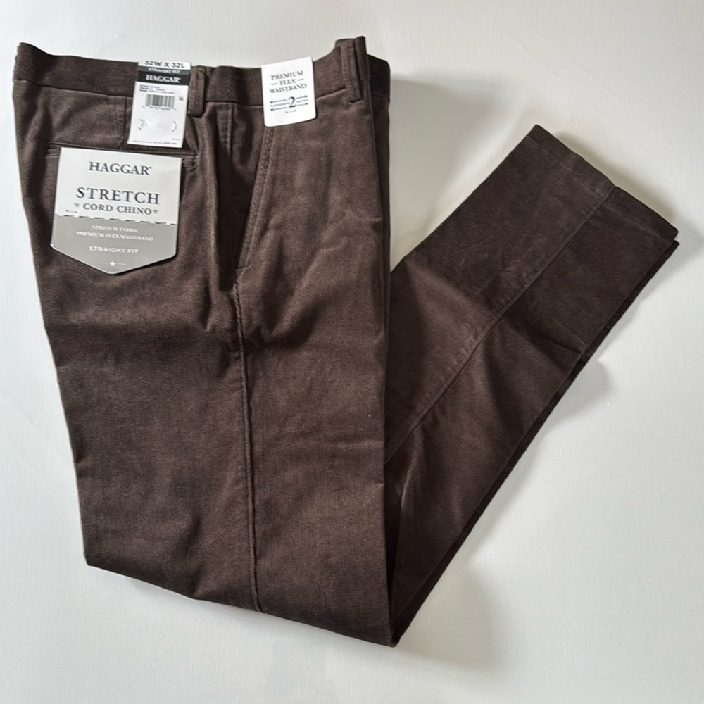 Haggar Corduroy Pants Mens 32 32 Brown Straight Fit